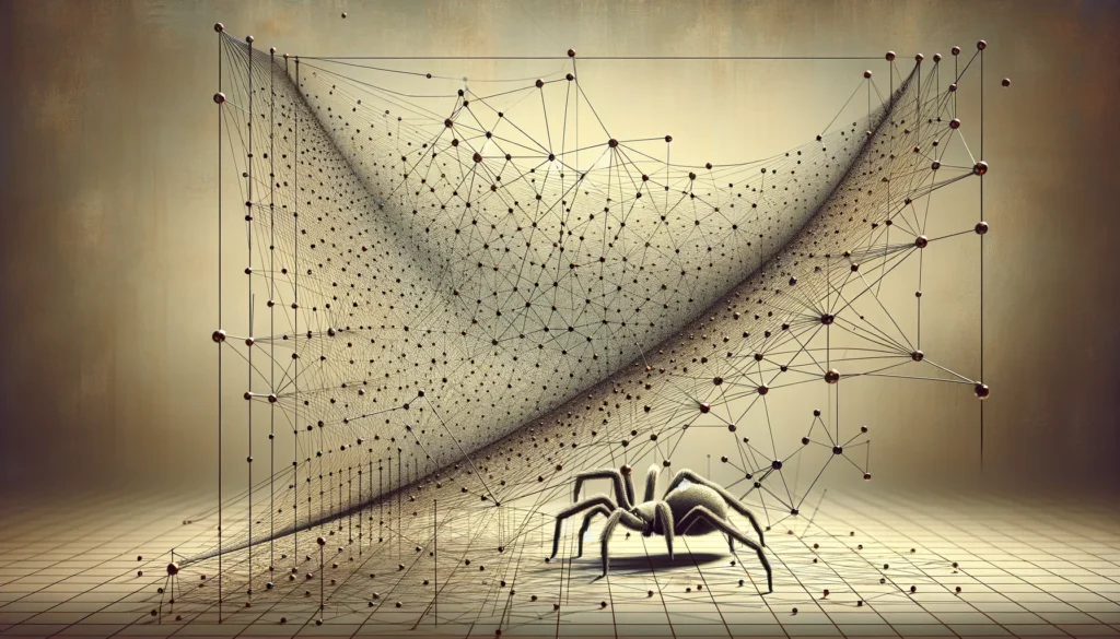 Header image of a spider weaving a graph as its web